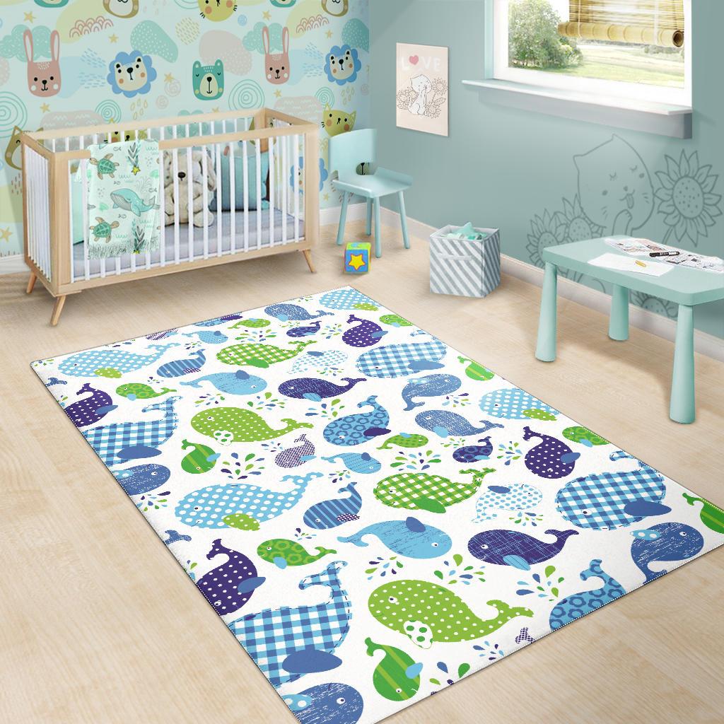 Whale Stripe Dot Pattern Area Rug