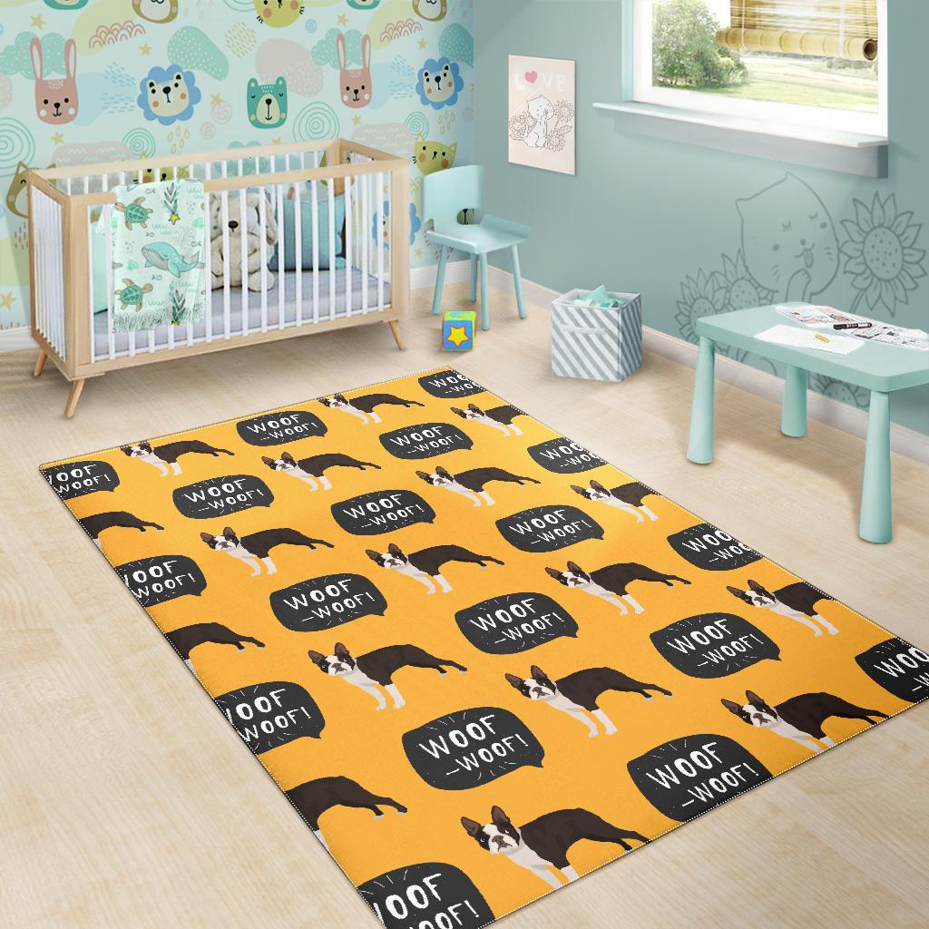 Boston terrier design pattern Area Rug