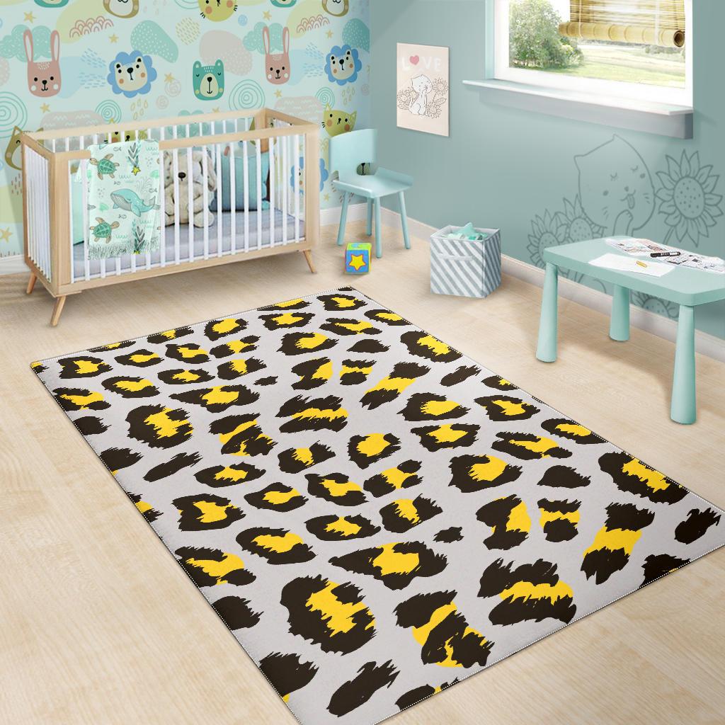 Gray Leopard print pattern Area Rug