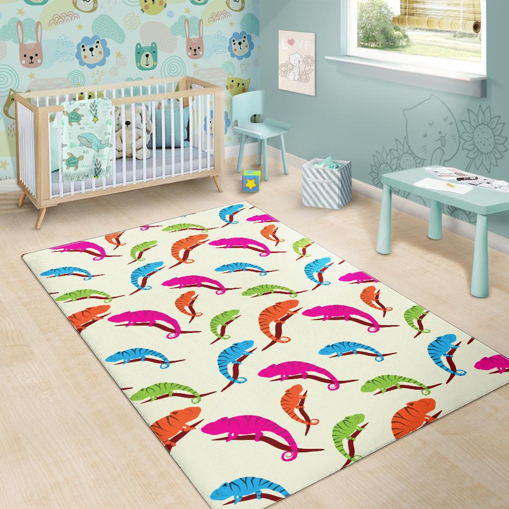 Colorful Chameleon lizard pattern Area Rug