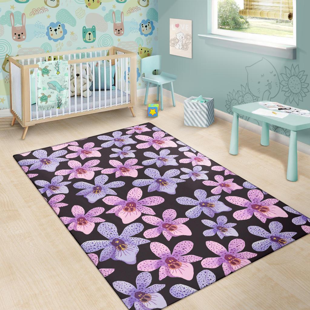 Orchid Pattern Print Design OR08 Area Rugs