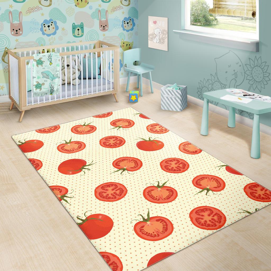 Tomato dot background Area Rug