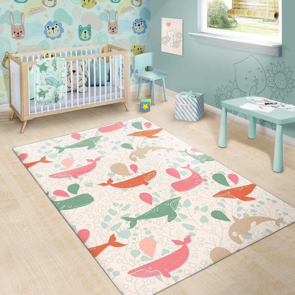 Cute whale pattern Area Rug