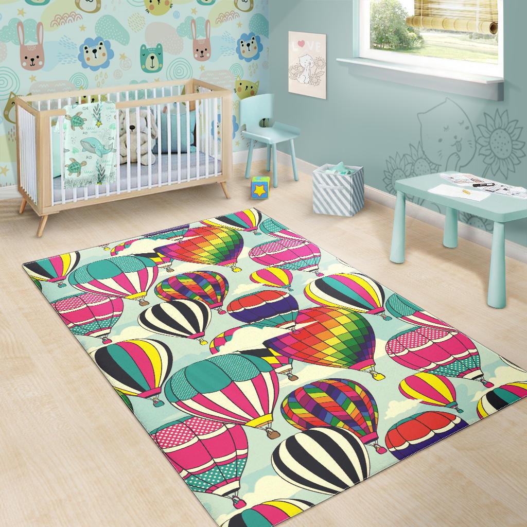 Hot Air Balloon Pattern Background Area Rug