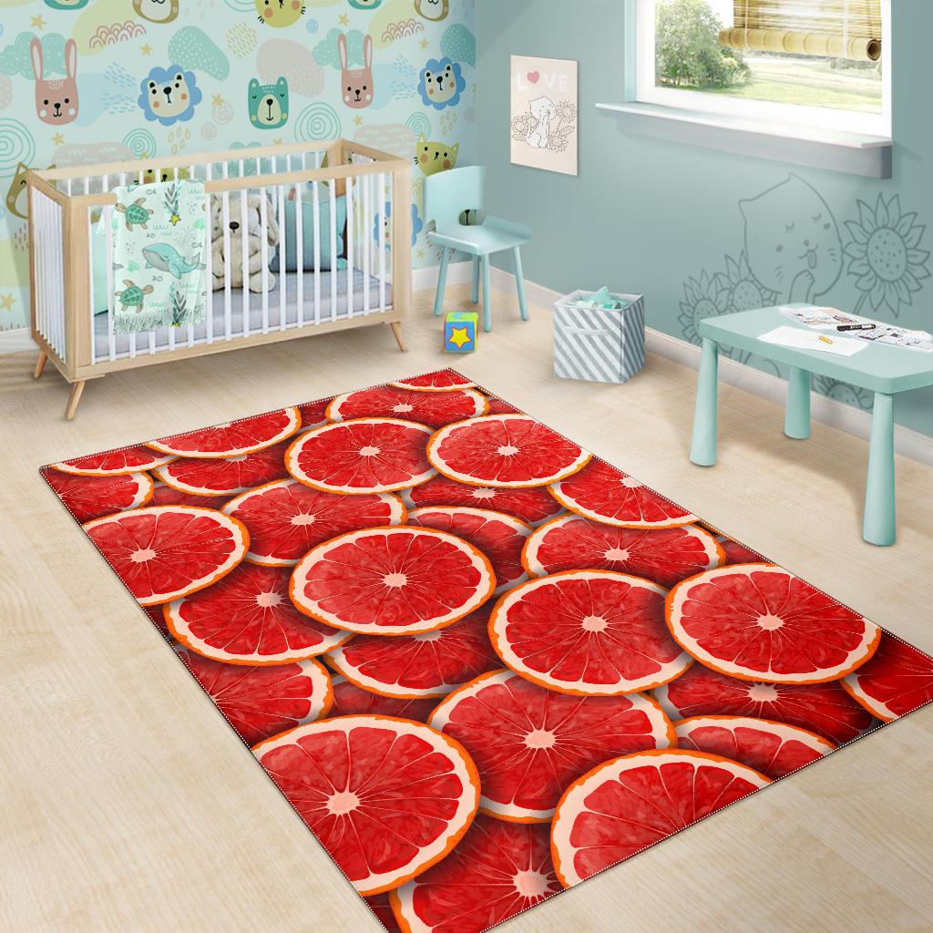 Sliced Grapefruit Pattern Background Area Rug
