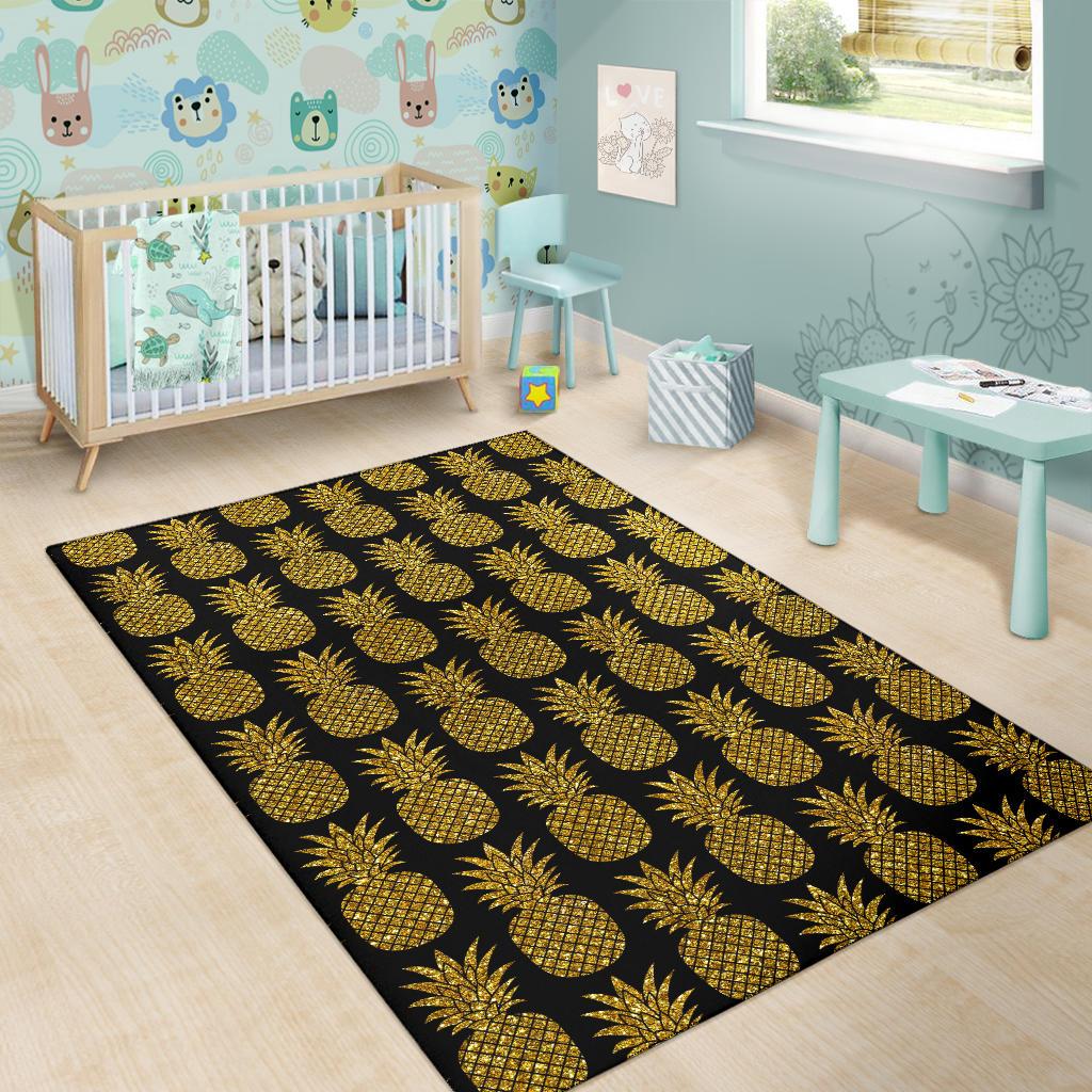 Gold Pineapple Pattern Print Design PP011 Area Rugs