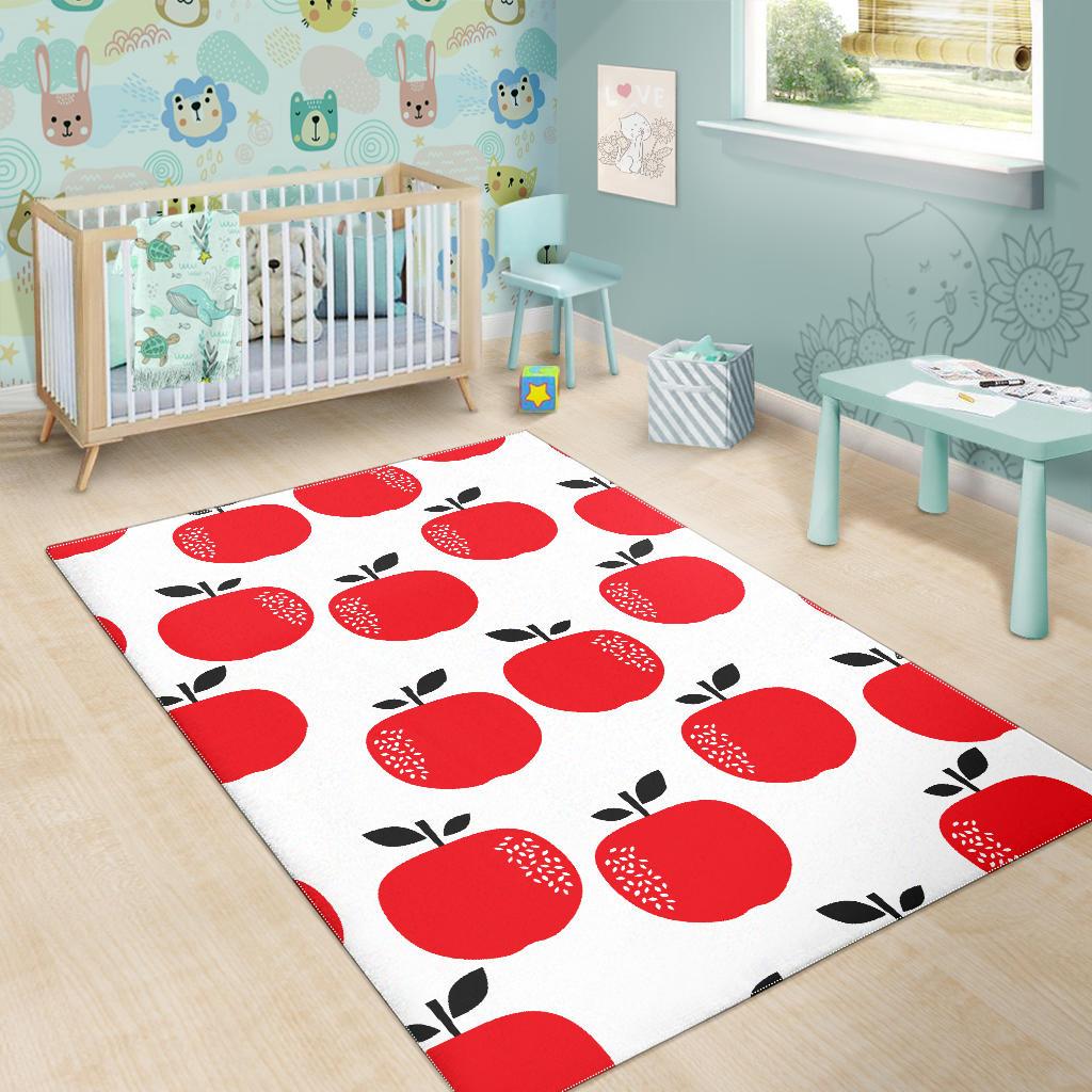 red apples white background Area Rug