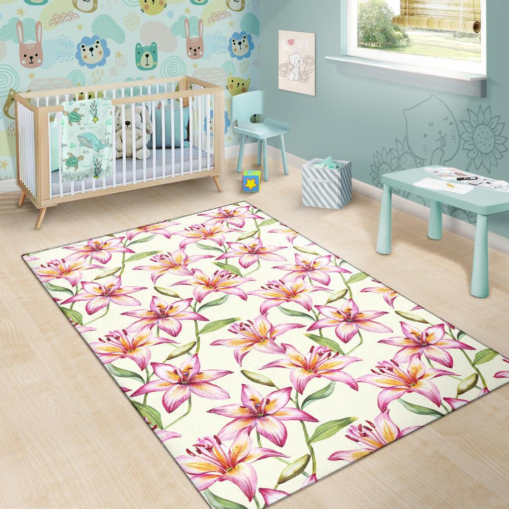 Lily Pattern Print Design LY011 Area Rugs