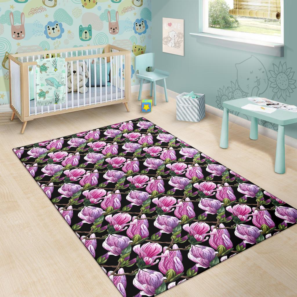Magnolia Pattern Print Design MAG011 Area Rugs
