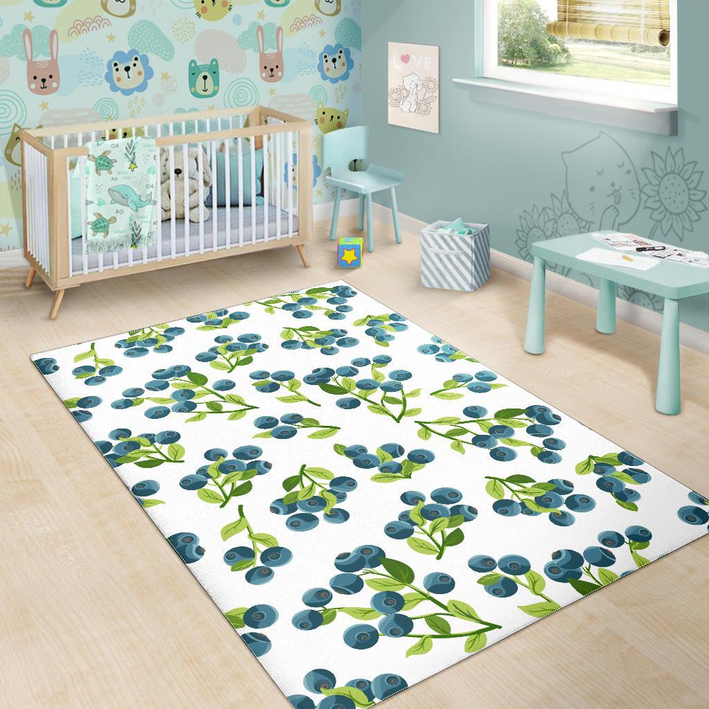 blueberry white background Area Rug