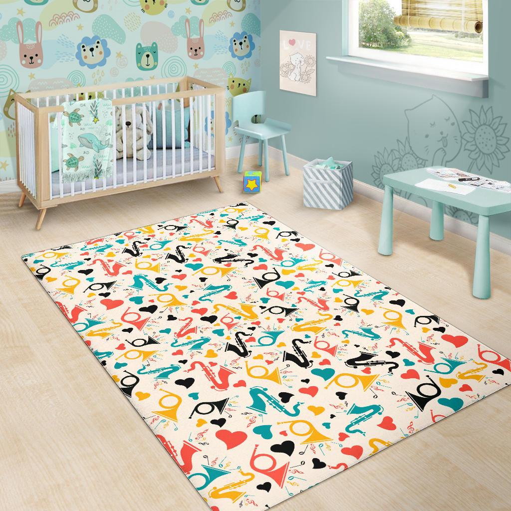 Saxophone Pattern Background Area Rug