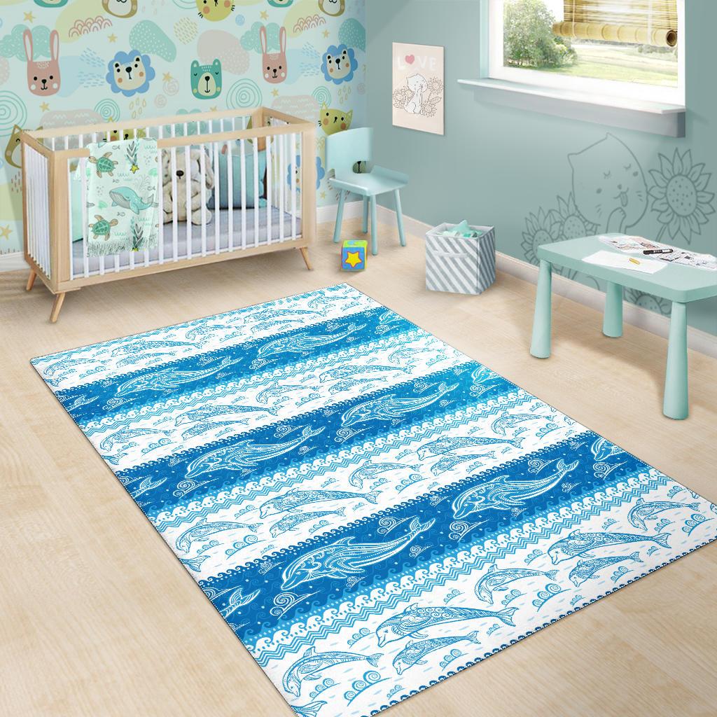 Dolphin Tribal Pattern Ethnic Motifs Area Rug