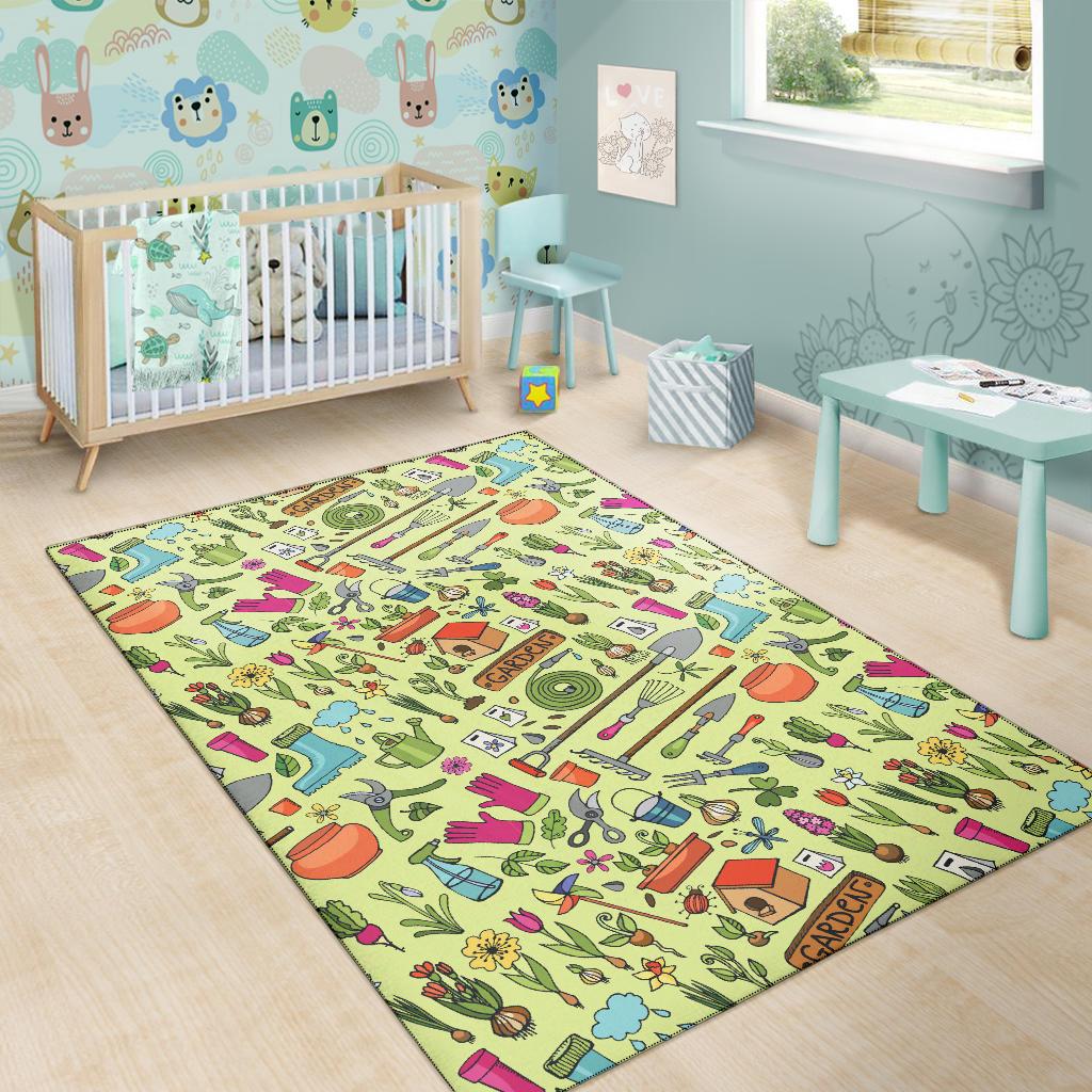 Gardening Pattern Print Design G02 Area Rugs