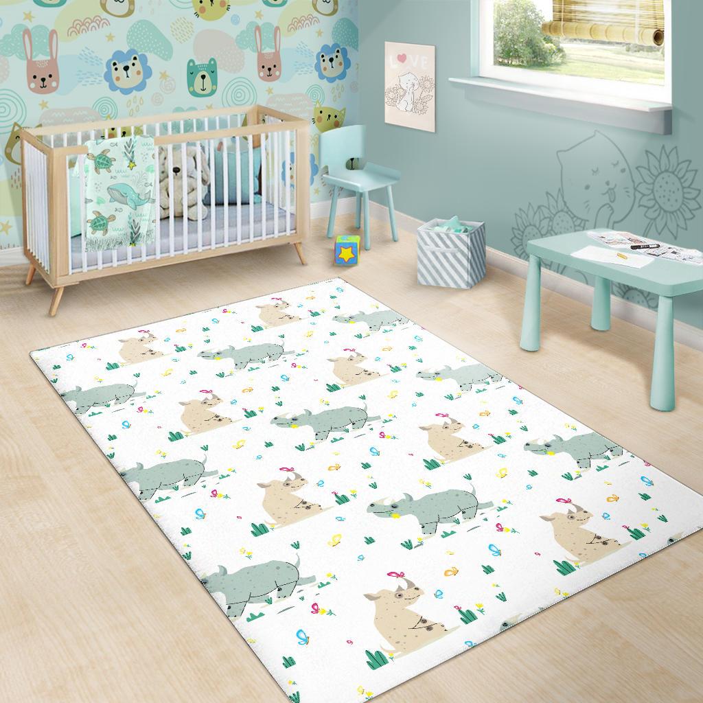 Cute Rhino pattern Area Rug