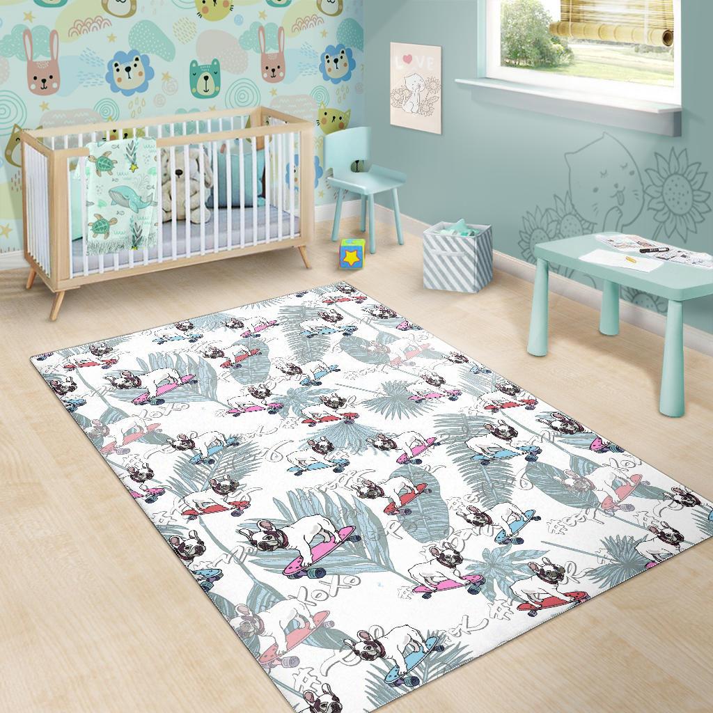French Bulldog Skating Pattern Area Rug