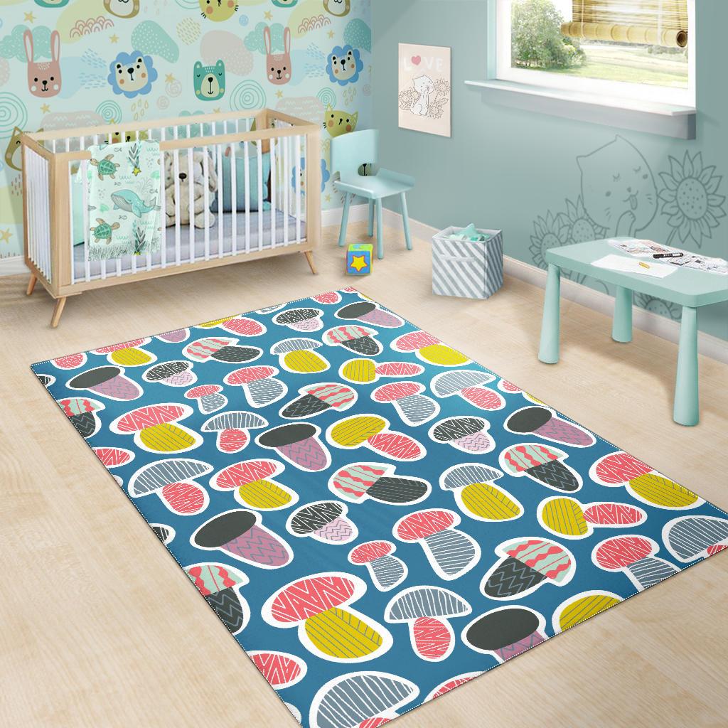 Colorful mushroom design pattern Area Rug