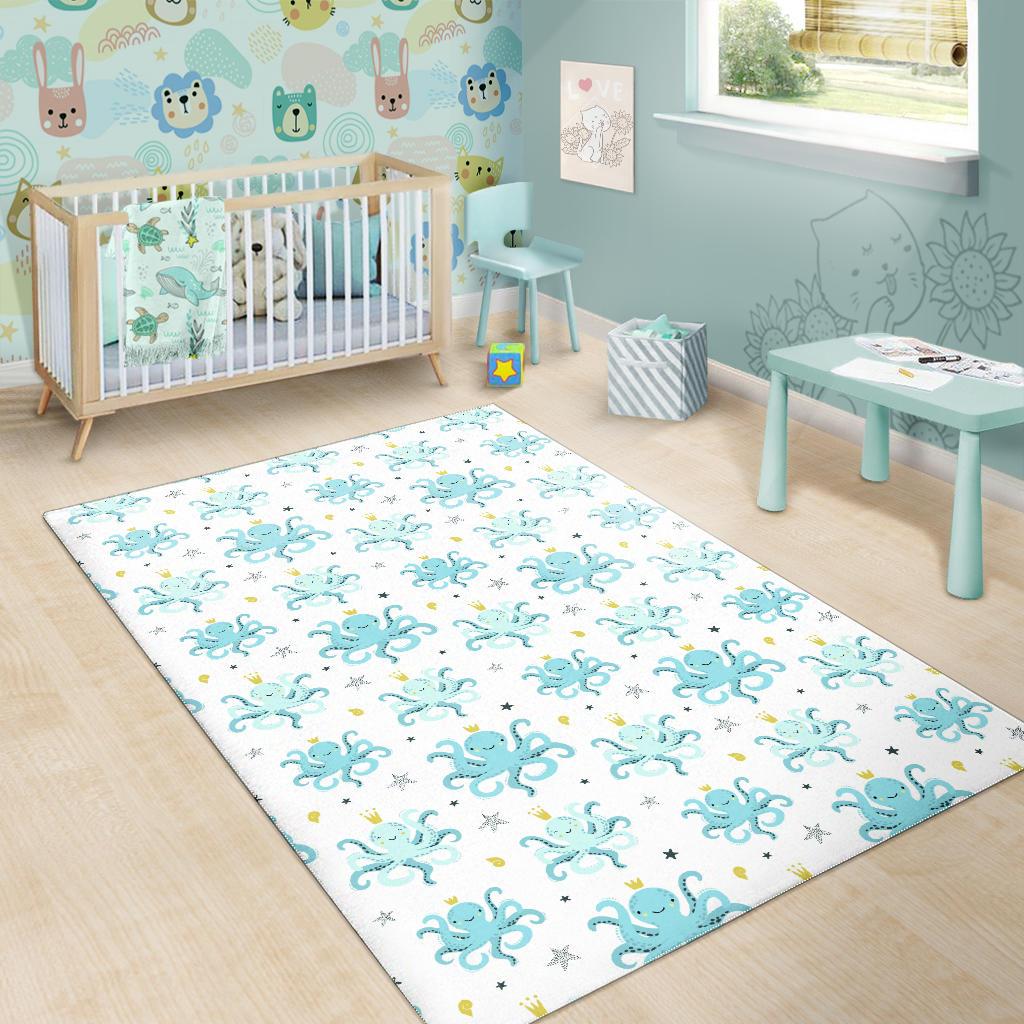 Octopus Blue Pattern Area Rug