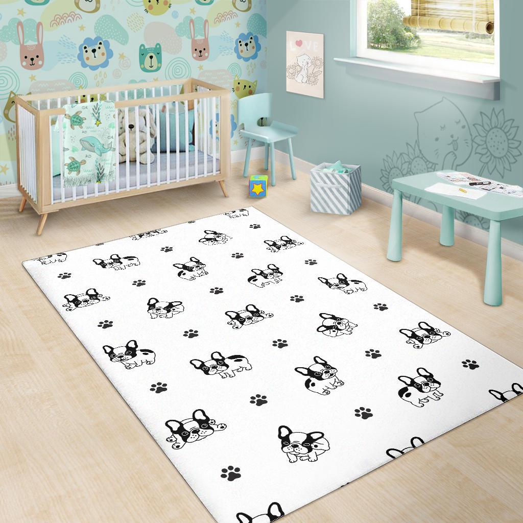Cute french bulldog paw pattern Area Rug
