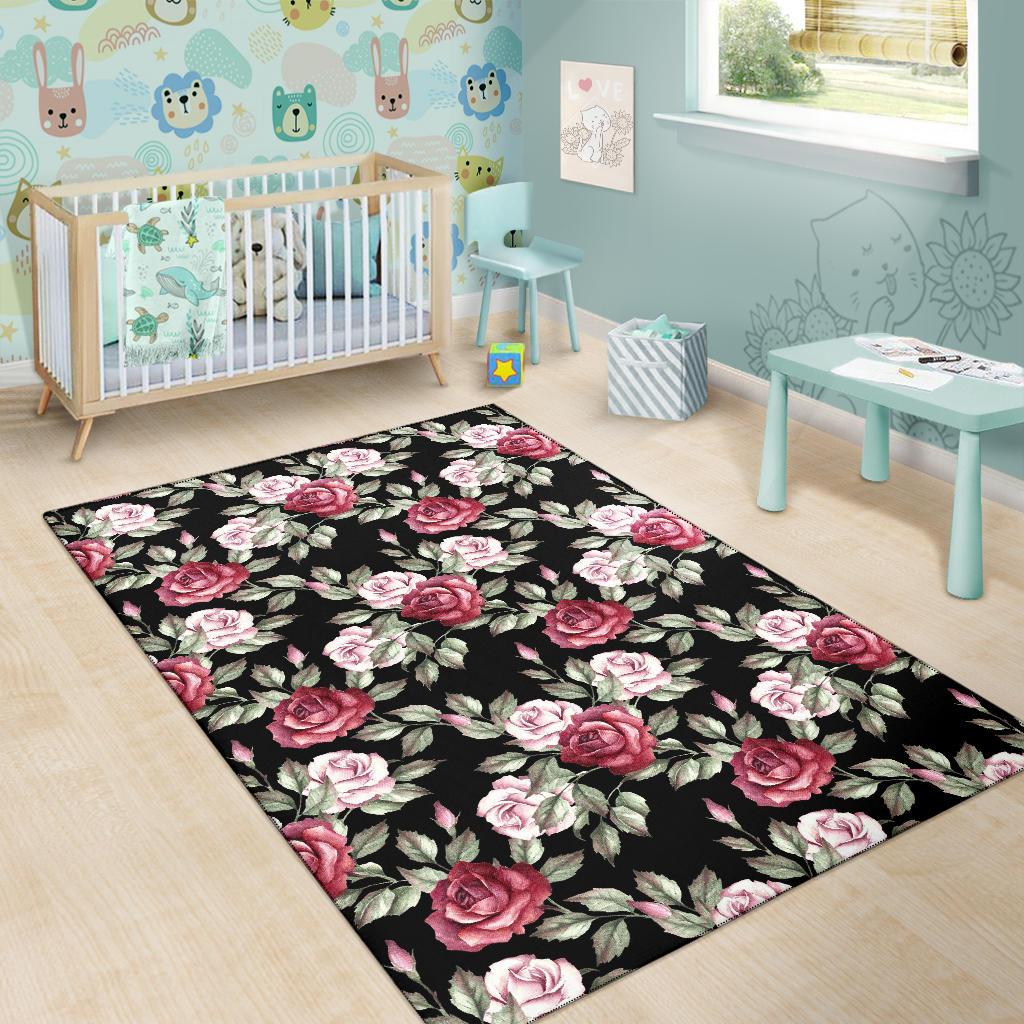 Rose Red Pink Pattern Print Design RO03 Area Rugs