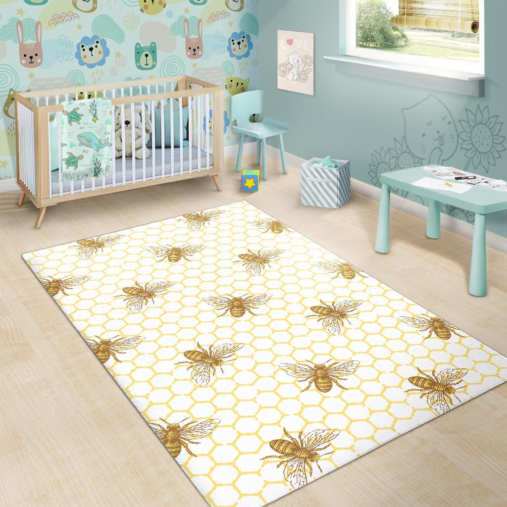 Bee honeycomb seamless design pattern Area Rug