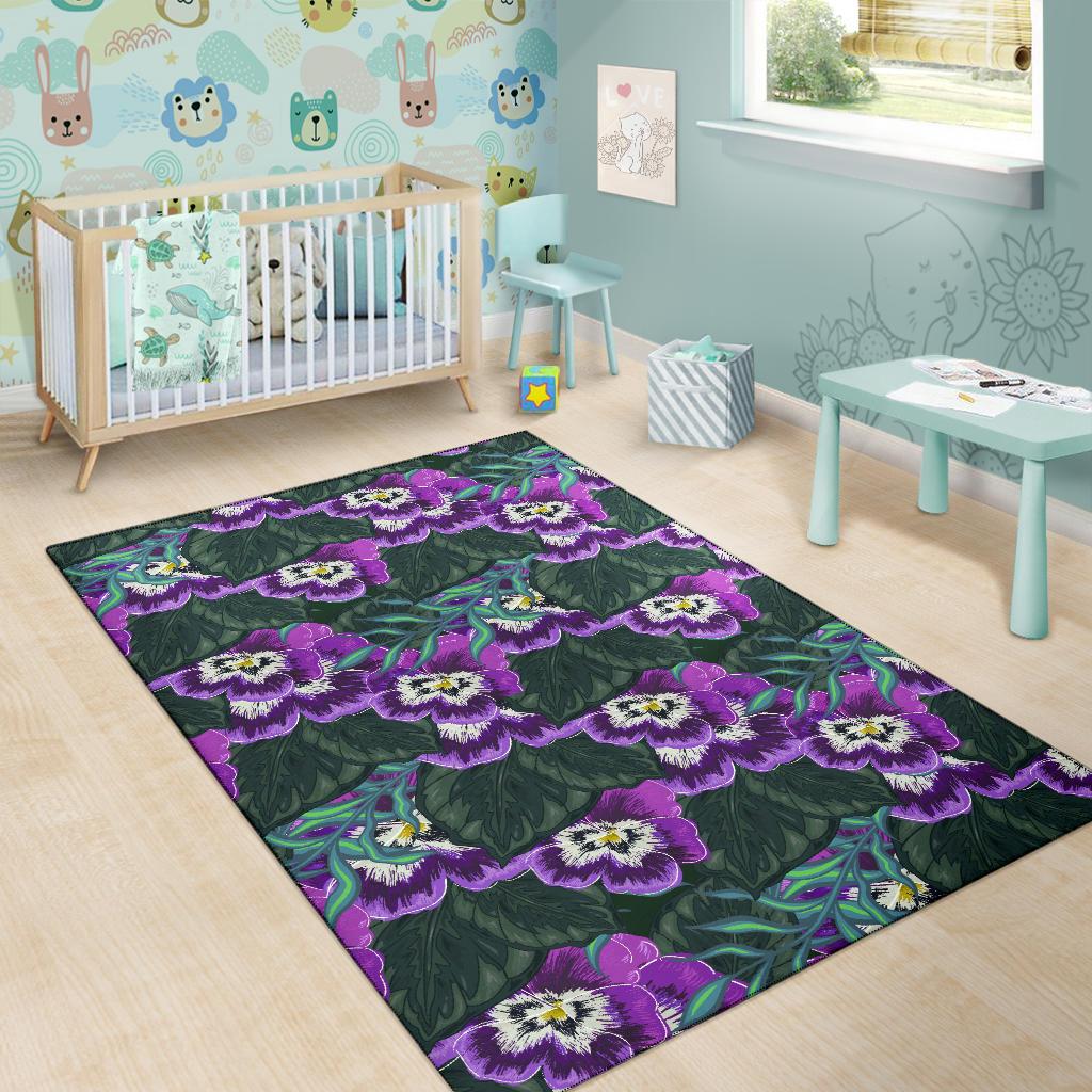Pansy Pattern Print Design PS07 Area Rugs