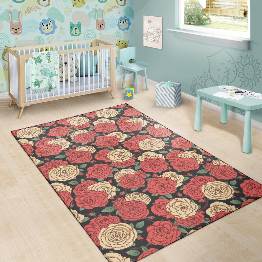 Camellia Pattern Print Design CM01 Area Rugs