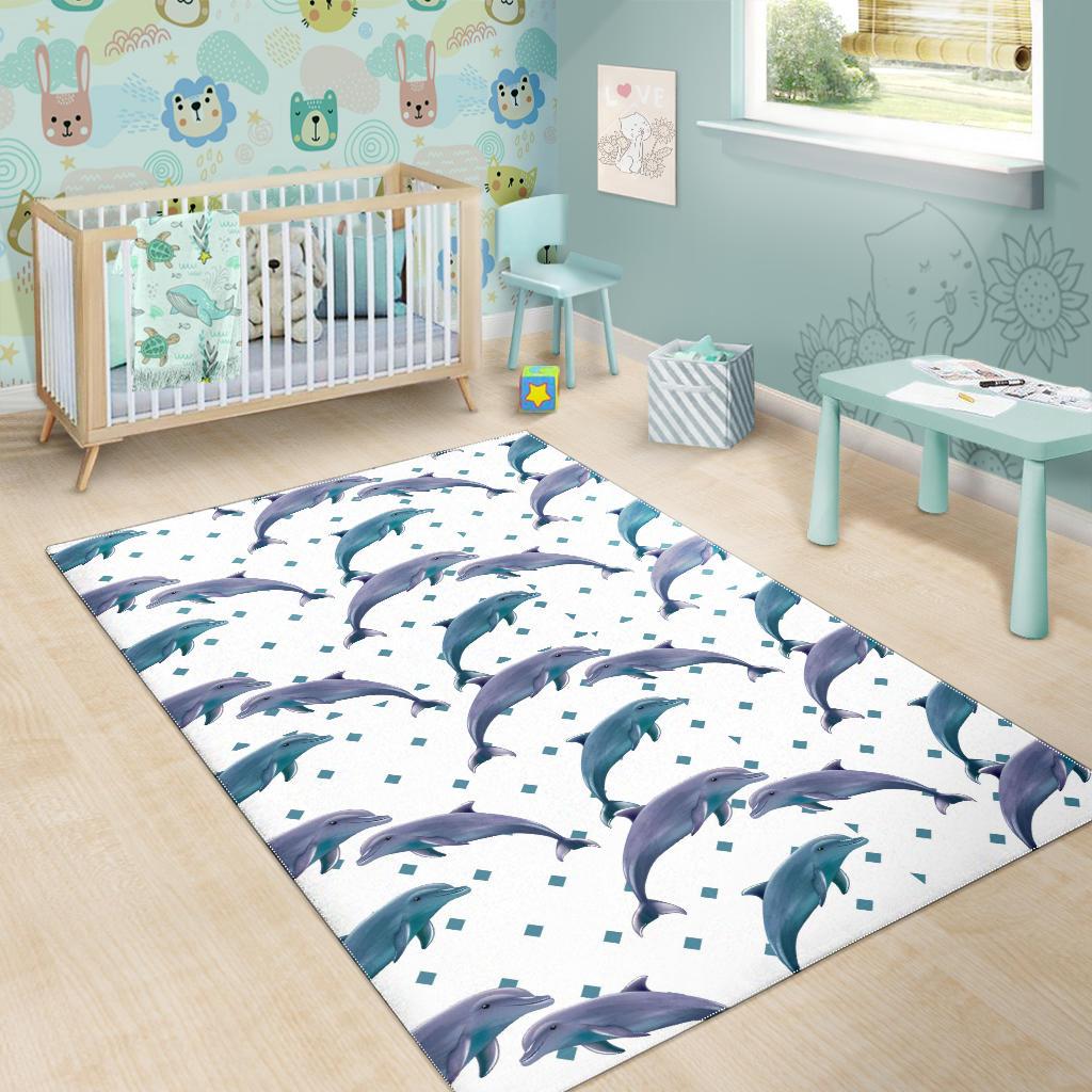Dolphins pattern dotted background Area Rug