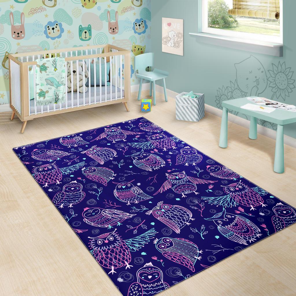 Cute owls pattern boho style ornament Area Rug