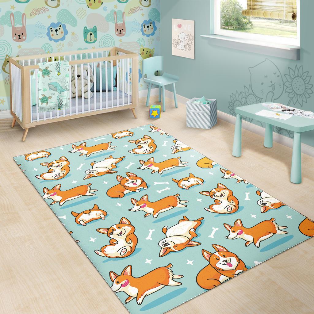 Cute Corgi Pattern Area Rug