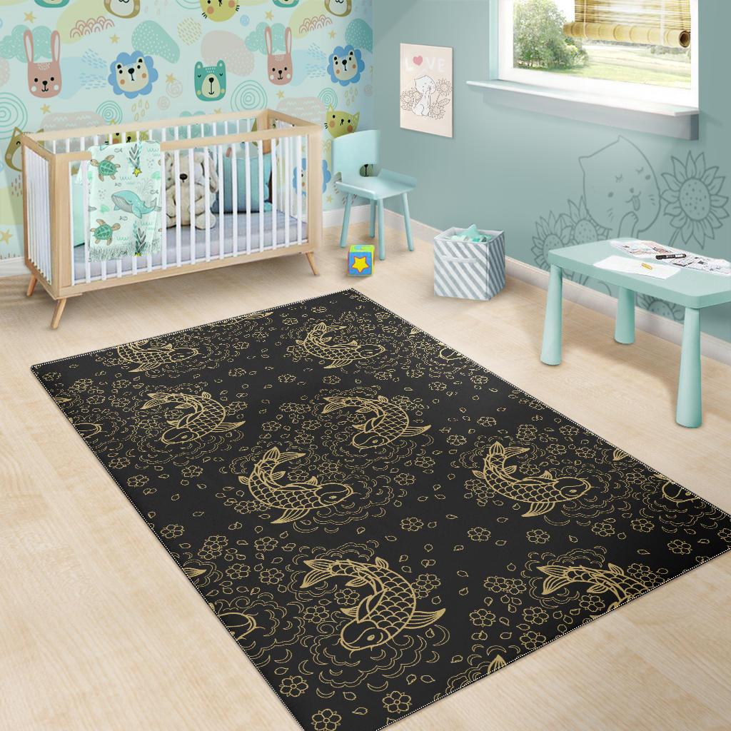 Gold Koi Fish Carp Fish Pattern Area Rug
