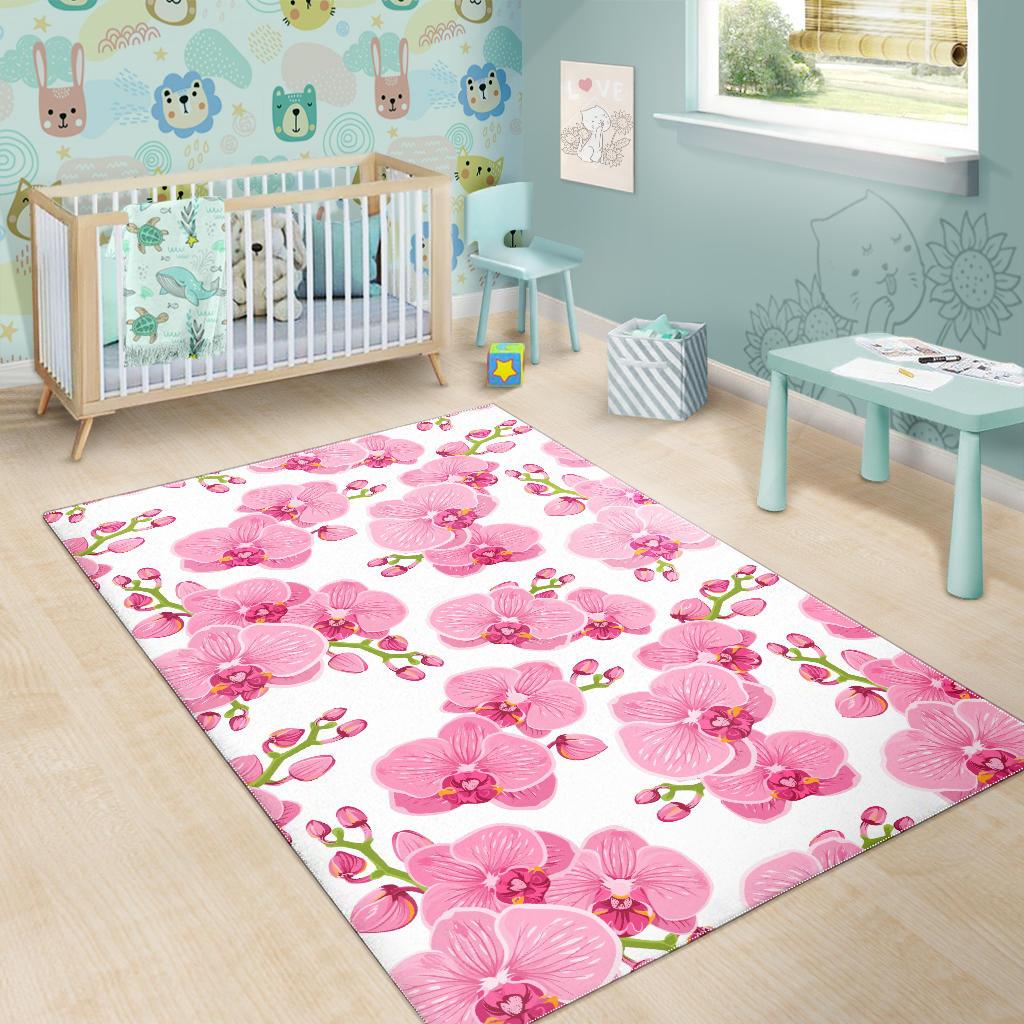 pink purple orchid pattern background Area Rug