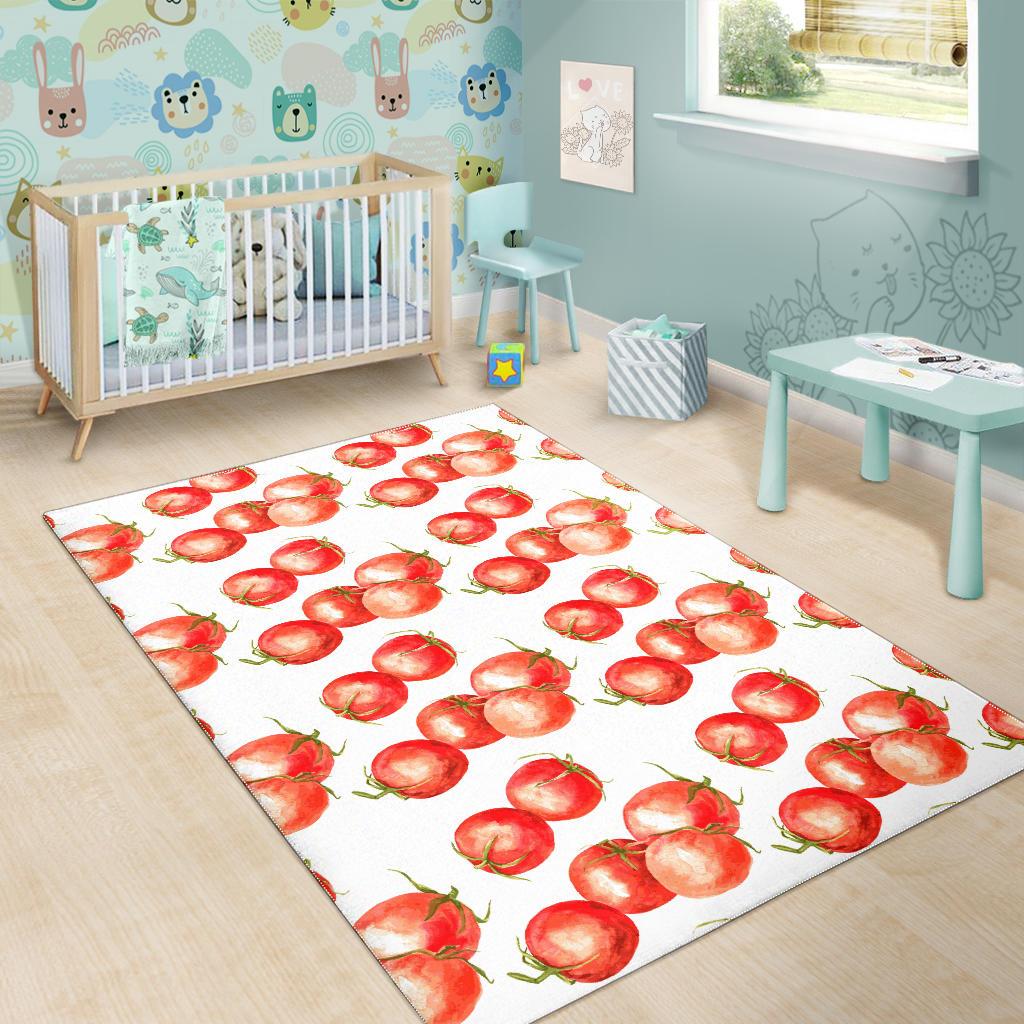 Tomato Water Color Pattern Area Rug
