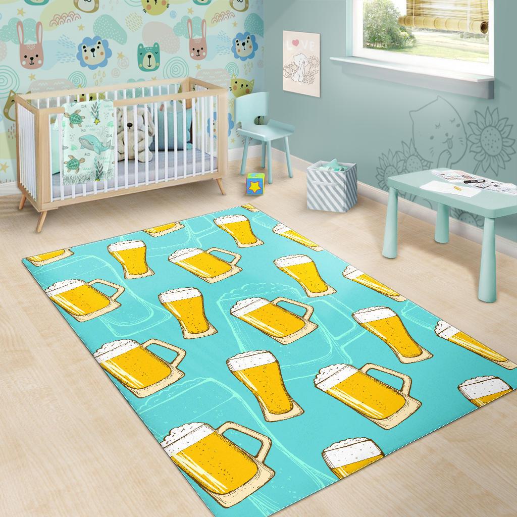 Beer pattern green background Area Rug