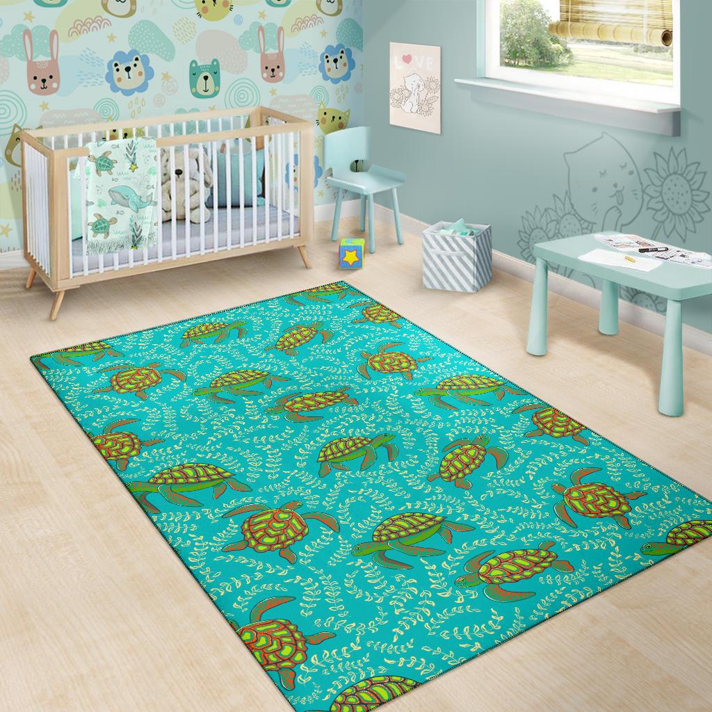 Sea Turtle Pattern Print Design T010 Area Rugs