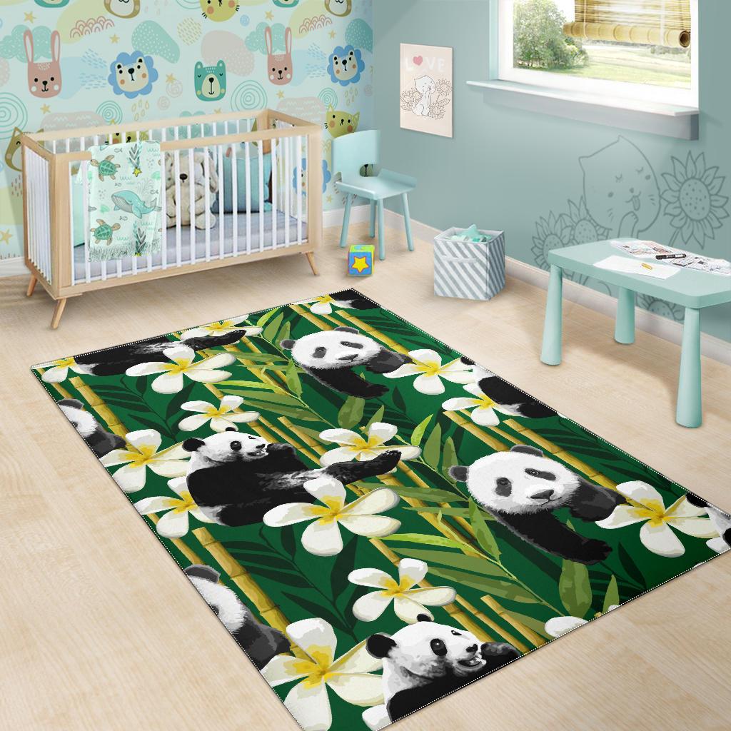 Panda Bamboo Flower Pattern  Area Rug