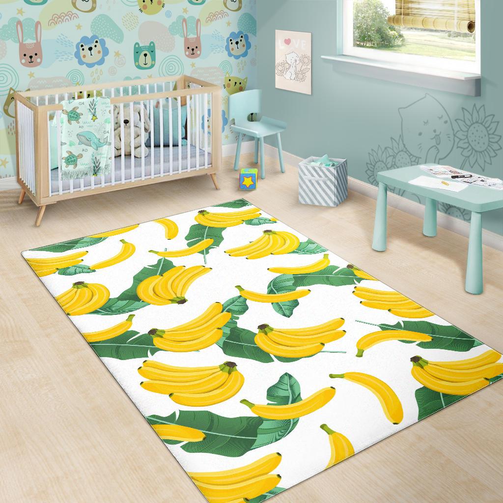 Banana and Leaf Pattern Area Rug