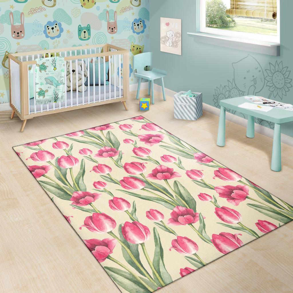Tulip Pink Pattern Print Design TP06 Area Rugs