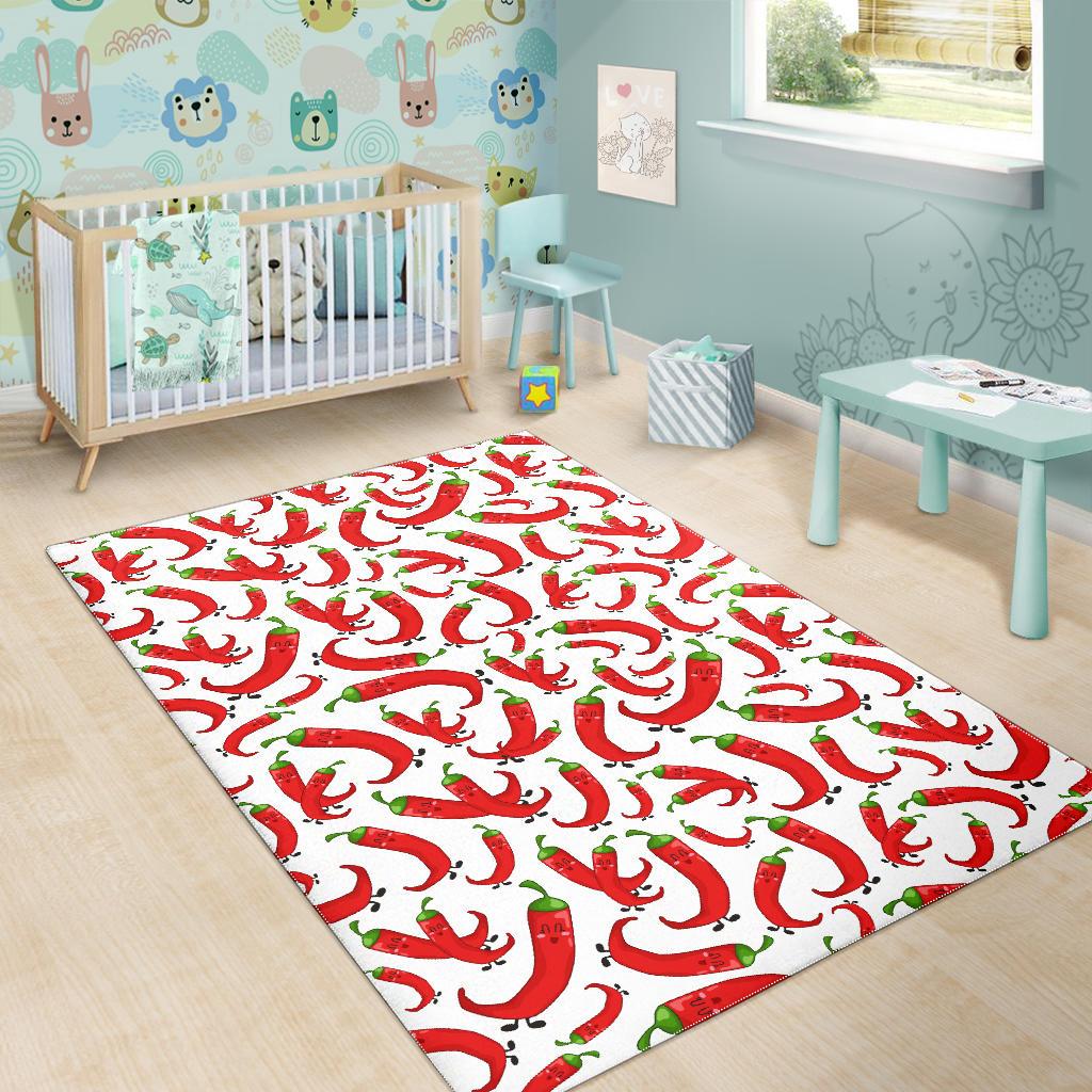 Red Chili Pattern Area Rug