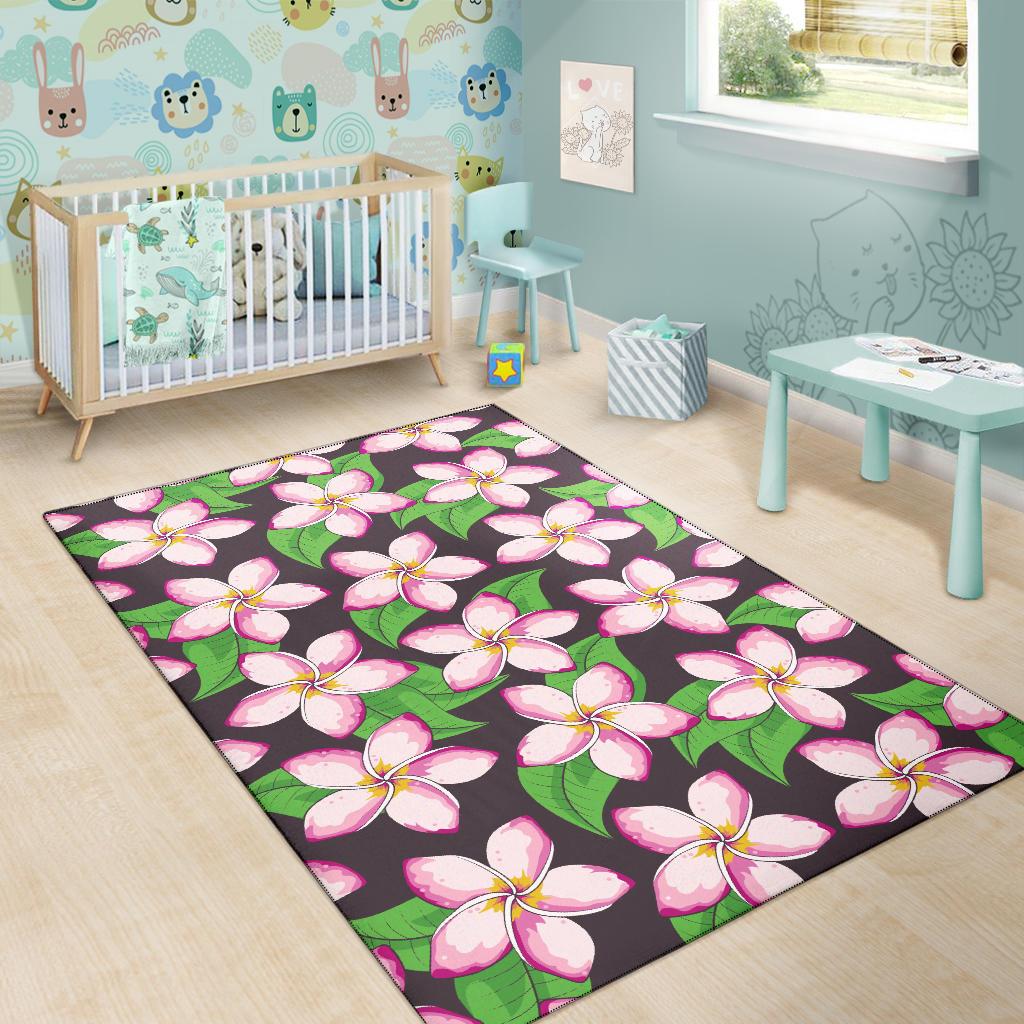 Pink Plumeria Pattern Print Design PM019 Area Rugs