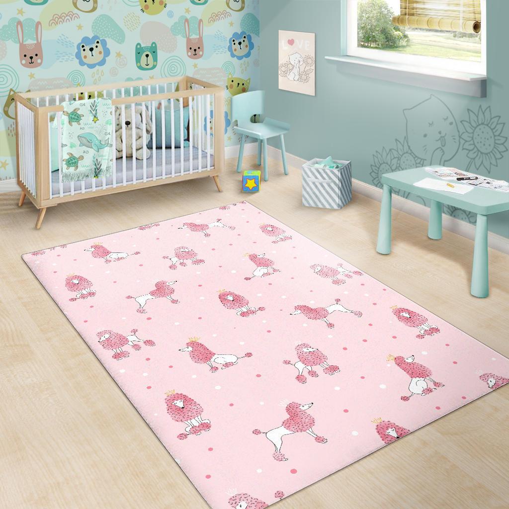 Poodle dog pink color theme Area RugPoodle dog pink color theme Area Rug