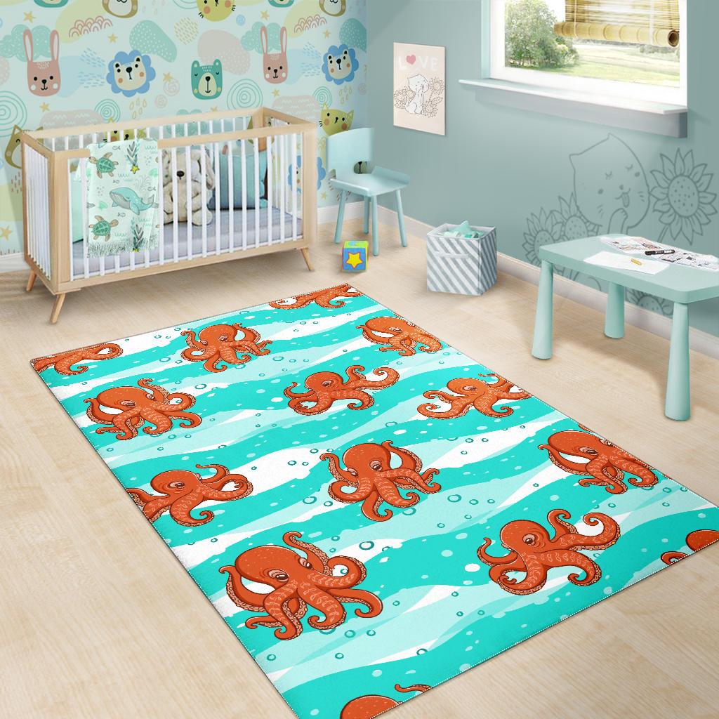 Octopuses sea wave background Area Rug