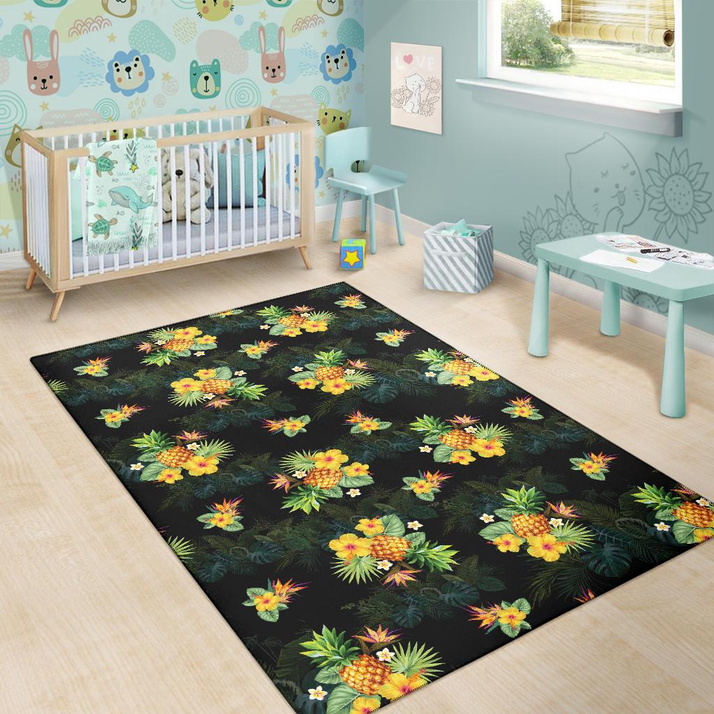Pineapple Tropical Flower Print Pattern Area Rugs