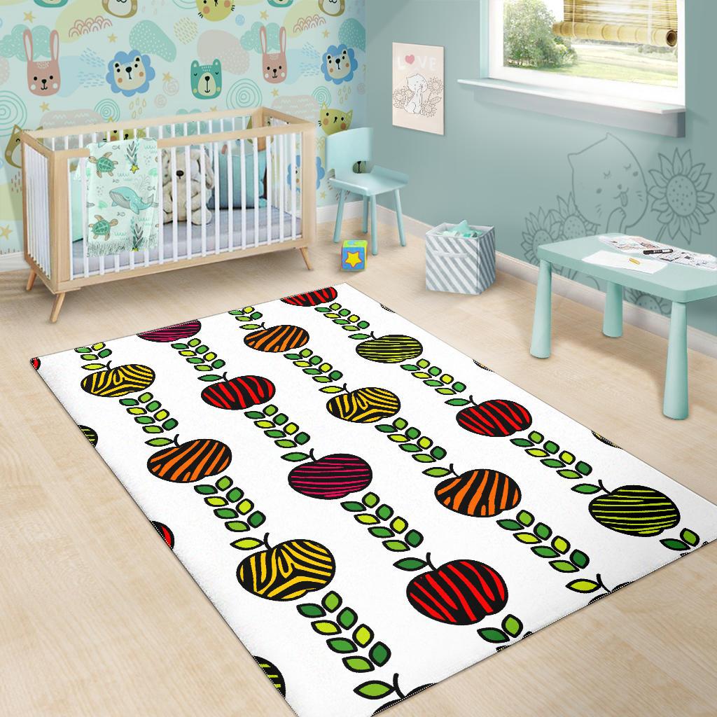 colorful apples leave zebra stripe Area Rug