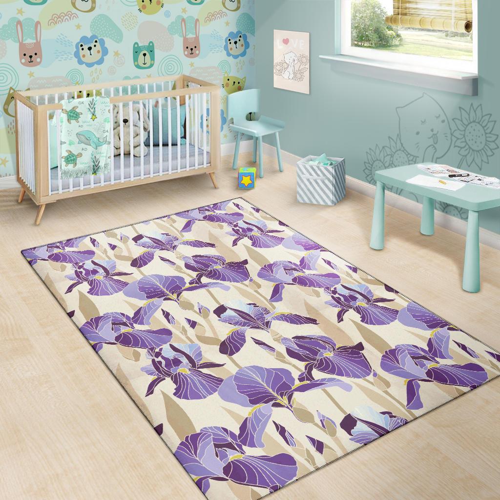 Iris Pattern Print Design IR02 Area Rugs