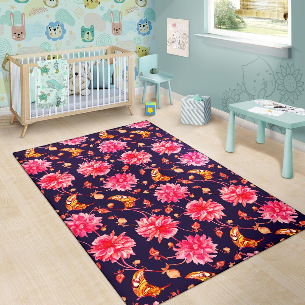 Dahlia Pattern Print Design DH03 Area Rugs