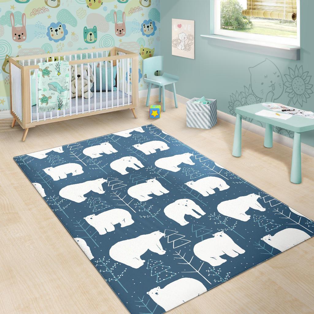 polar bear mother her child pattern Area Rug