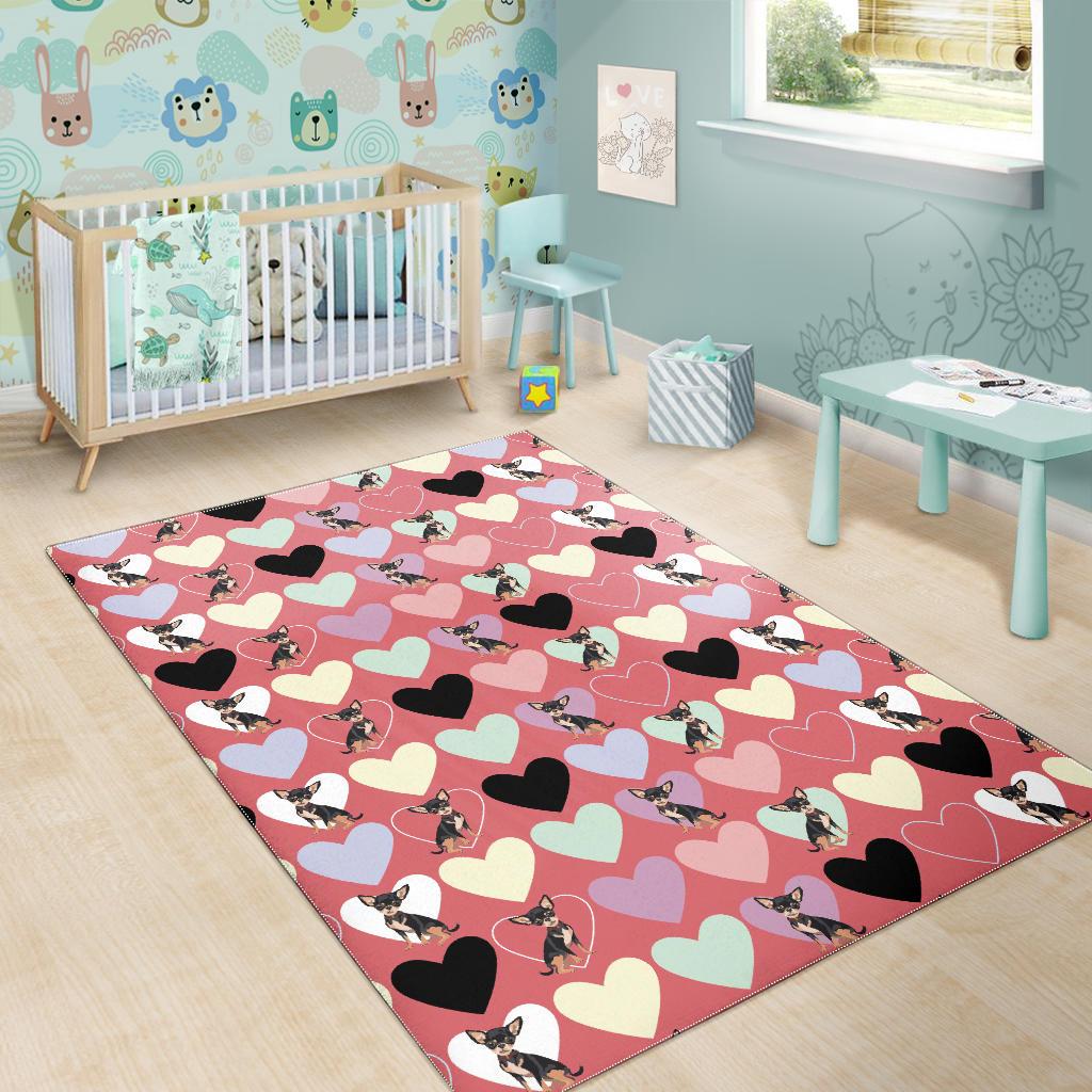 Chihuahua Heart Pink Pattern Area Rug