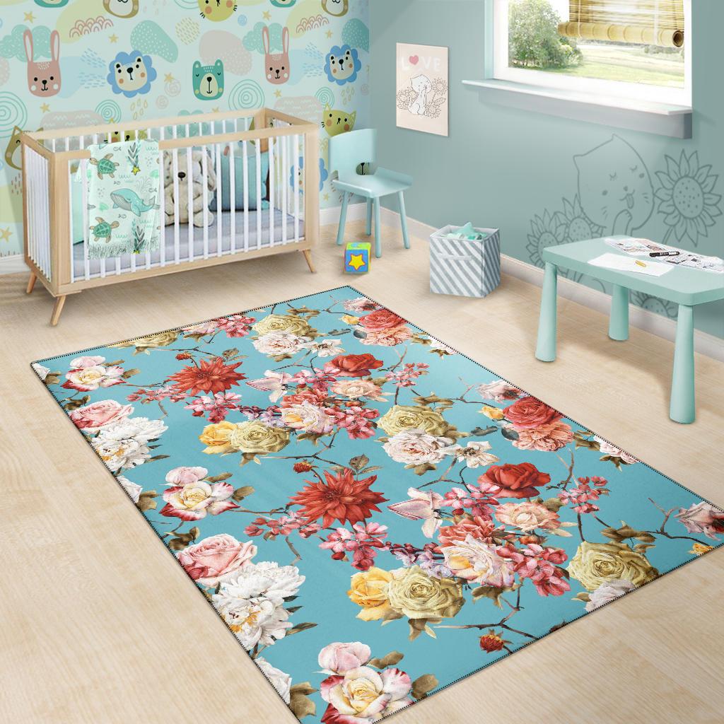 Summer Floral Pattern Print Design SF05 Area Rugs