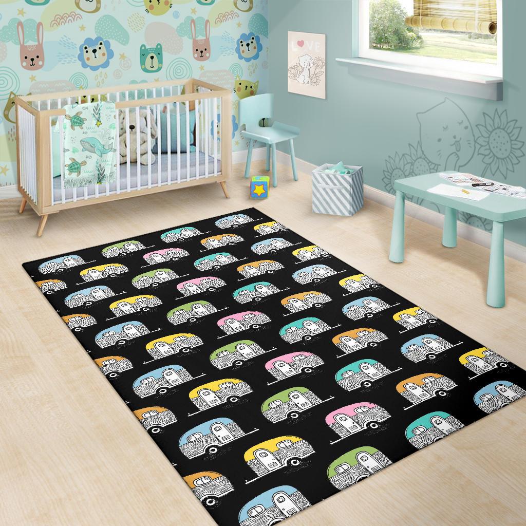 Camper Pattern Camping Themed No 2 Print Area Rugs