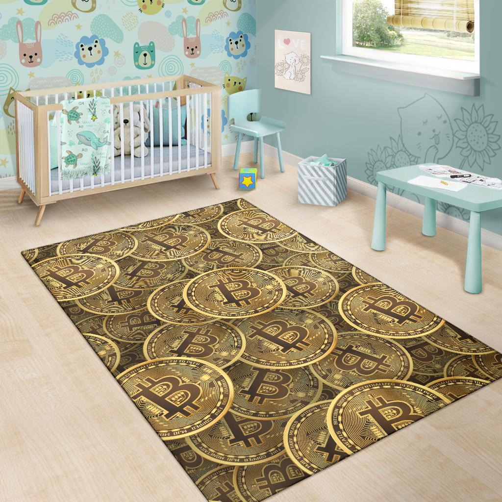 Bitcoin Pattern Print Design DO01 Area Rugs